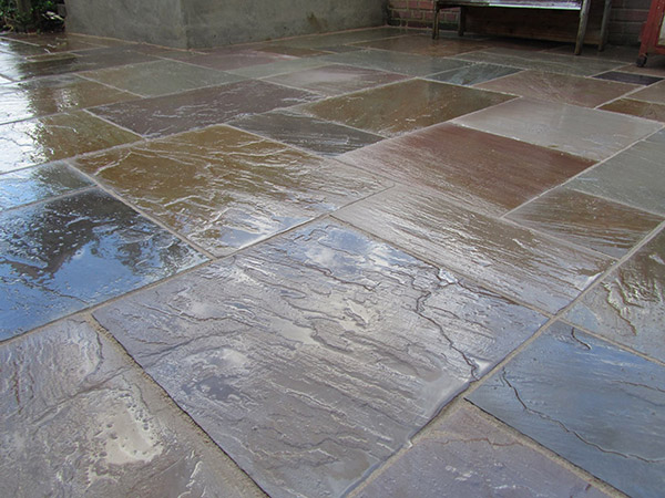 Block paving patio with clean modern finish